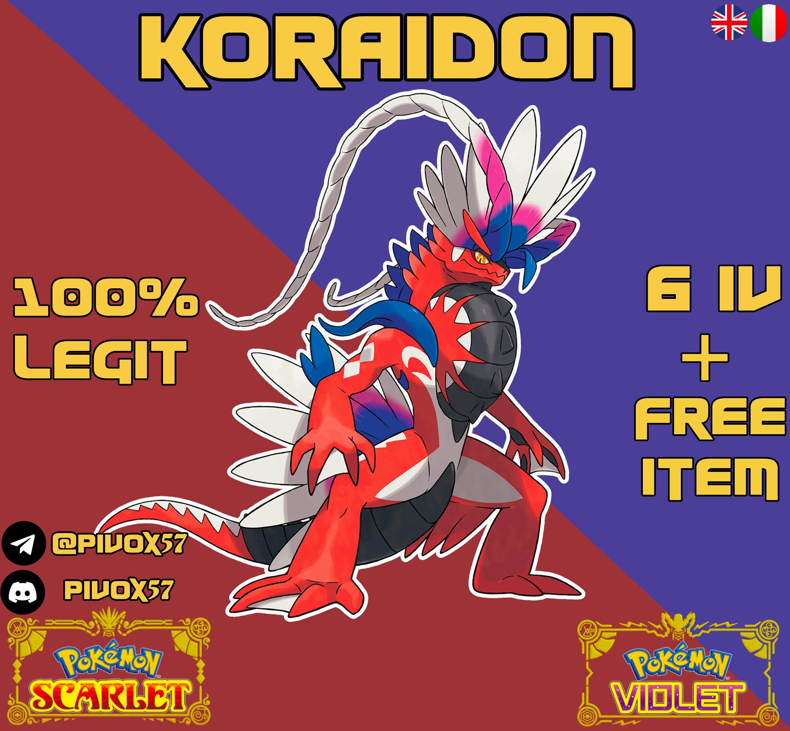 Pack Pokémon Écarlate/Violet FR : 20 Prismillons 6IV Niv.100 + Master Ball - Pour Nintendo Switch
