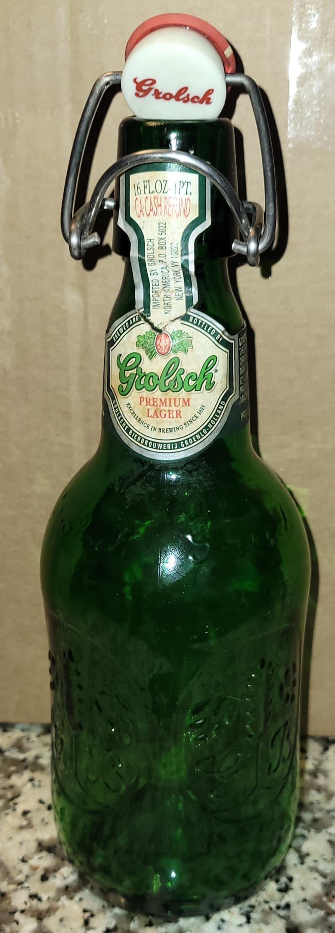 Old Vintage Grolsch 1.5 Liter Green Beer Bottle W Porcelain Etsy