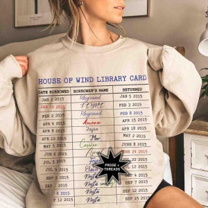 Sudadera con tarjeta de biblioteca de House of Wind Merchandising de ACOTAR Regalo de Sarah J Maas Merchandising de SJM Merchandising de Booktok Camiseta de Bookstagram Nesta Cassian Rhysand Feyre