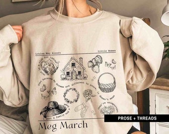 Meg March Sweatshirt Little Women Sweatshirt Light Academia Little Women Sweater Louisa May Alcott Läs-tröja Bokinspirerad Rund halsringning