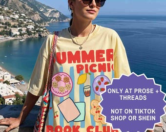 Camiseta de club de lectura para picnic de verano para amantes de los libros. Merchandising de Booktok y Bookstagram. Camiseta de biblioteca.