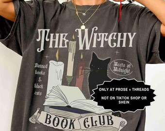 Camisa do Clube do Livro das Bruxas Camisa de Halloween Roupas Whimsigoth Verão Halloween Camisa Assustadora de Verão Camisa de Gato Preto