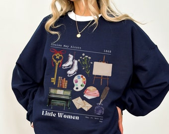 Cottage Core Little Women Sweatshirt Light Academia Little Women Sweatshirt Louisa May Alcott Läs-tröja Boklig rund hals Bokklubb