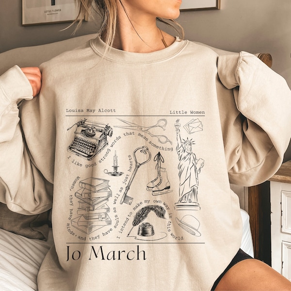 Jo March Sweatshirt Little Women Sweatshirt Light Academia Shirt Little Women Sweater Louisa May Alcott Reading Sweatshirt Bookish Crewneck