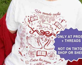 Camiseta vintage estilo cottagecore con temática literaria, camiseta romántica para lectores, camiseta de biblioteca, regalo literario, estética francesa Light Academia, camiseta para amantes de los libros Booktok