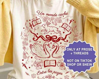 Camiseta vintage estilo cottagecore con temática literaria, camiseta romántica para lectores, camiseta de biblioteca, regalo literario, estética francesa Light Academia, camiseta para amantes de los libros Booktok