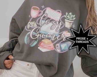 Cozy Gamer Sweatshirt Cozy Hobbies Kawaii sweater Cottagecore Crewneck Gaming Gifts Cozy Games Gamer Girl Gift For Girl Gamers