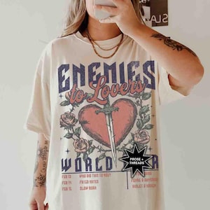 Koszulka "Wrogowie do kochanków" dla miłośników książek, literacka koszulka Light Academia Romantasy, koszulka Bookstagram, Booktok Merch, Bookish Dark Romance