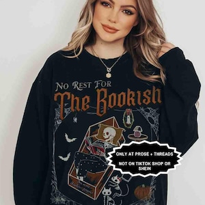 Halloween Bookish Sweatshirt Skeleton Reading Book Ghost Book Shirt Ghost Reading Librariancore Booktrovert Shirt Bookstagram Library Shirt