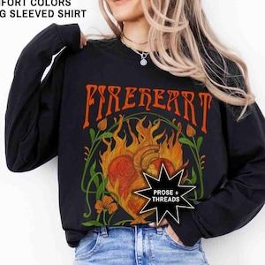 Aelin Galathynius Fireheart Long Sleeved Shirt Throne Of Glass Merch For Book Lovers Sarah J Maas Merch SJM Gifts Booktok Merch Bookstagram