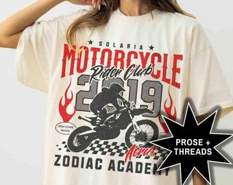Camiseta del club de motociclistas Darius Acrux de la Academia Zodiac con licencia oficial. Merchandising de Booktok. Camiseta de Bookstagram. Regalos románticos para amantes de los libros.