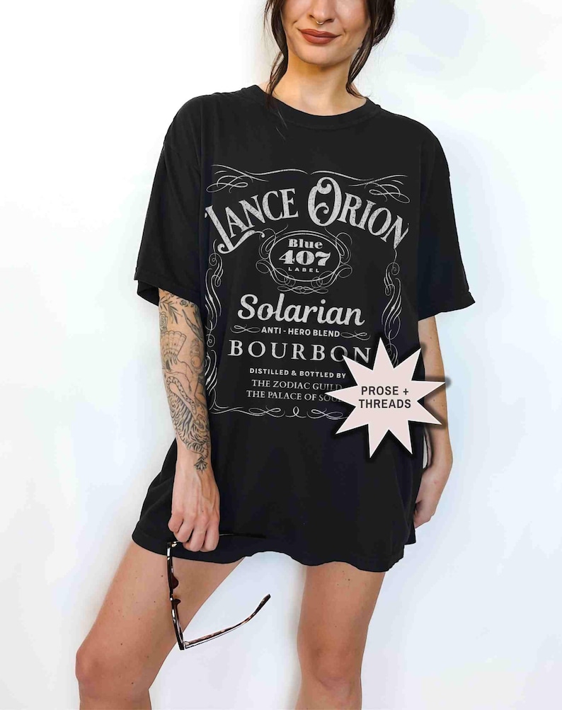Lance Orion Bourbon Shirt Zodiac Academy Booktok Merch Bookstagram Shirt Romantasy Gift For Book Lovers Professor Orion Darius Acrux Black