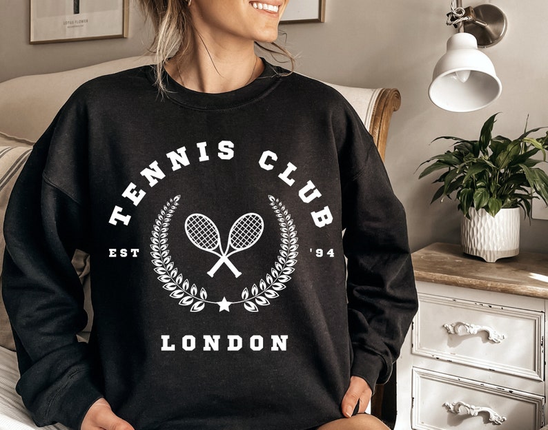 Tennis Sweatshirt Tennis Sweater Sport Sweatshirt Tennis Club Crewneck Vintage Style Tennis Sweatshirt Game Day Sweater Gameday Sweater image 3