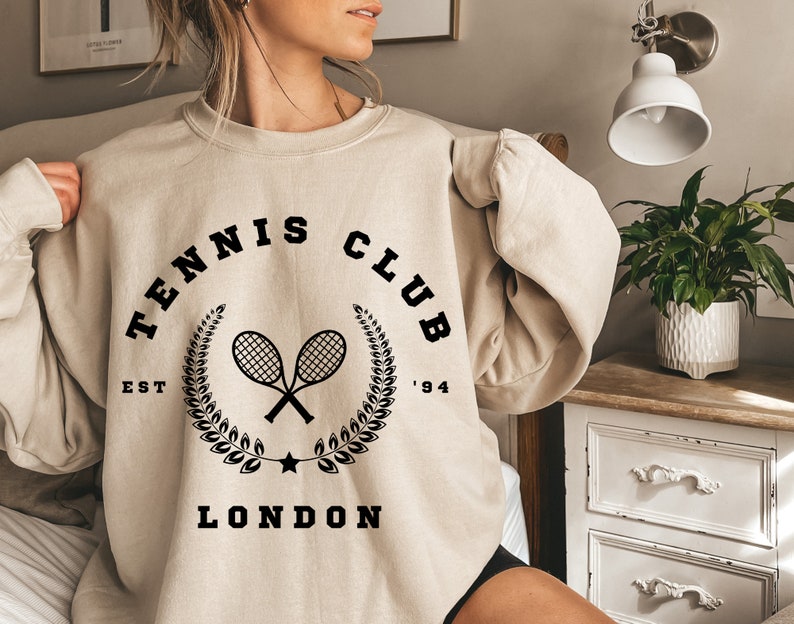 Tennis Sweatshirt Tennis Sweater Sport Sweatshirt Tennis Club Crewneck Vintage Style Tennis Sweatshirt Game Day Sweater Gameday Sweater image 2