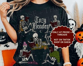 Skeleton Reading Shirt Cozy Reader Shirt Book Lover Shirt Fall Shirt