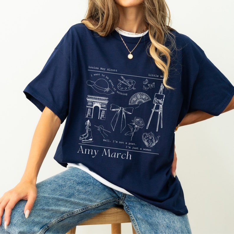 Amy March-tröja Little Women-tröja Comfort Colors Light Academia Little Women-tröja Louisa May Alcott bibliotekströja Bokliknande merchandise Bokliknande bild 3