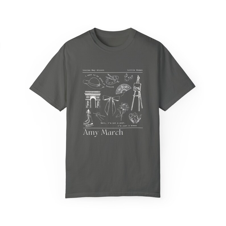 Amy March-tröja Little Women-tröja Comfort Colors Light Academia Little Women-tröja Louisa May Alcott bibliotekströja Bokliknande merchandise Bokliknande bild 5