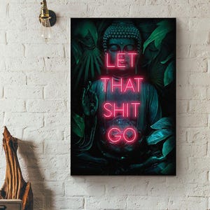 Buddha Neon Poster: Funny Zen LED Wall Art