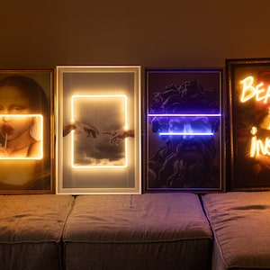 LED Neon Wall Art on Acrylic, Mona Lisa & Classical Art, Choose 1 of 4 Designs, With Frame or Without