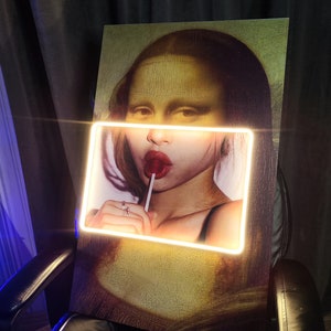 Gemälde Mona Lisa, Neon Mona Lisa, Neon Atmosphäre, Wanddekor, originelles Geschenk, moderne Kunst, Pop Art, Leonardo da Vinci