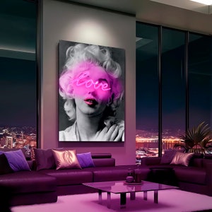 Neon painting, neon Marilyn Monroe, neon atmosphere, wall decor, original gift, modern art, personalized neon sign, Pop art,neon love sign