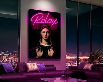 Neon painting, neon Relax, neon atmosphere, wall decor, original gift, modern art, personalized neon sign, Pop art,neon relax sign