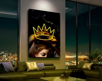 Neon painting, neon CROWN, neon atmosphere, wall decor, original gift, modern art, personalized neon sign, Pop art,real neon in the picture