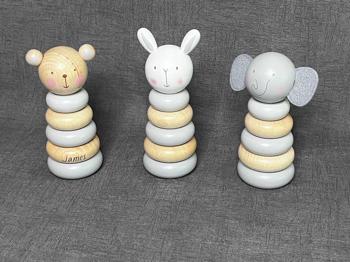 Personalised Wooden Stacking Rings - Etsy