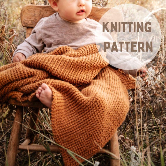 Knitted Blanket Rust Baby Blanket KNITTING PATTERN Wildbrush Baby