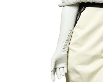 Fait à la main opéra gants de mariée dames longs gants en cuir gants fête vintage femmes gants gants blancs gants d'hiver cadeau de Noël pour elle