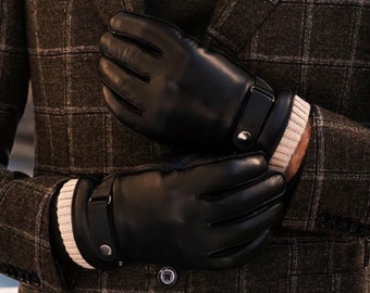 Hirschleder Handgefertigtes Leder Gefüttert mit Wolle Hochwertige Vintage Schwarz Braun Weiches Schaffell Leder Männer Frauen Warme Winter Handschuhe Geschenk für Ihn