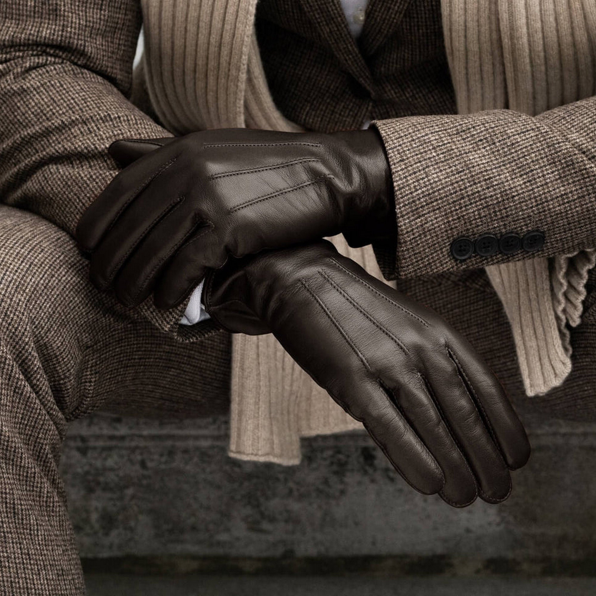 Guantes de piel de oveja para hombre, resistentes al viento, guantes  clásicos de invierno cálidos