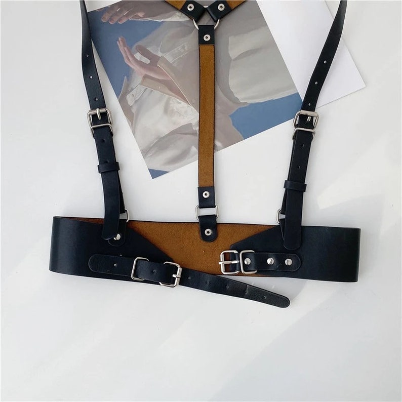 Handmade Chest Steampunk Harness for Women Leather Belt Shoulder Straps Harness Suspender Harness Leather Waist Harness Belt Fashion Harness image 5