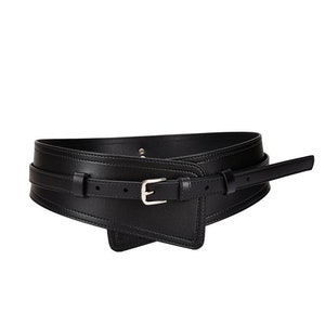Leather Corset Belt Wide Waist Corset Black Underbust Corset Belt Steampunk Harness Retro Style Vintage Belt Christmas Gift for Her image 7