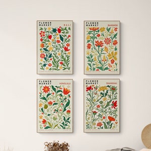 Flower Market Print Set Botanical Wall Art Print Gallery Wall Set Botanical Wall Art Flower Market Set Floral Prints Set of 4 Digital Print