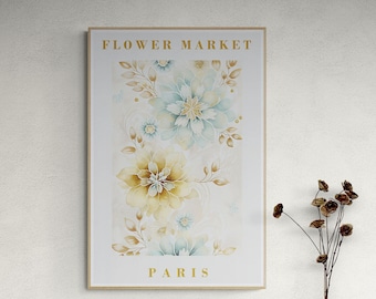 Flower Market Poster Paris Digital Print Flower Market Print Flower Market Poster Vintage Poster Paris Flower Market Printable Watercolor