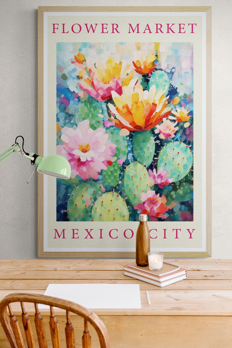 Flower Market Mexico City Print Cactus Print Flower Market Prints