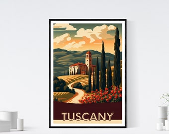 Italy Printable, Travel Poster, Tuscany, Vintage Wall Art, Instant Download, Digital Download, Travel Souvenir, Wall Art Decor