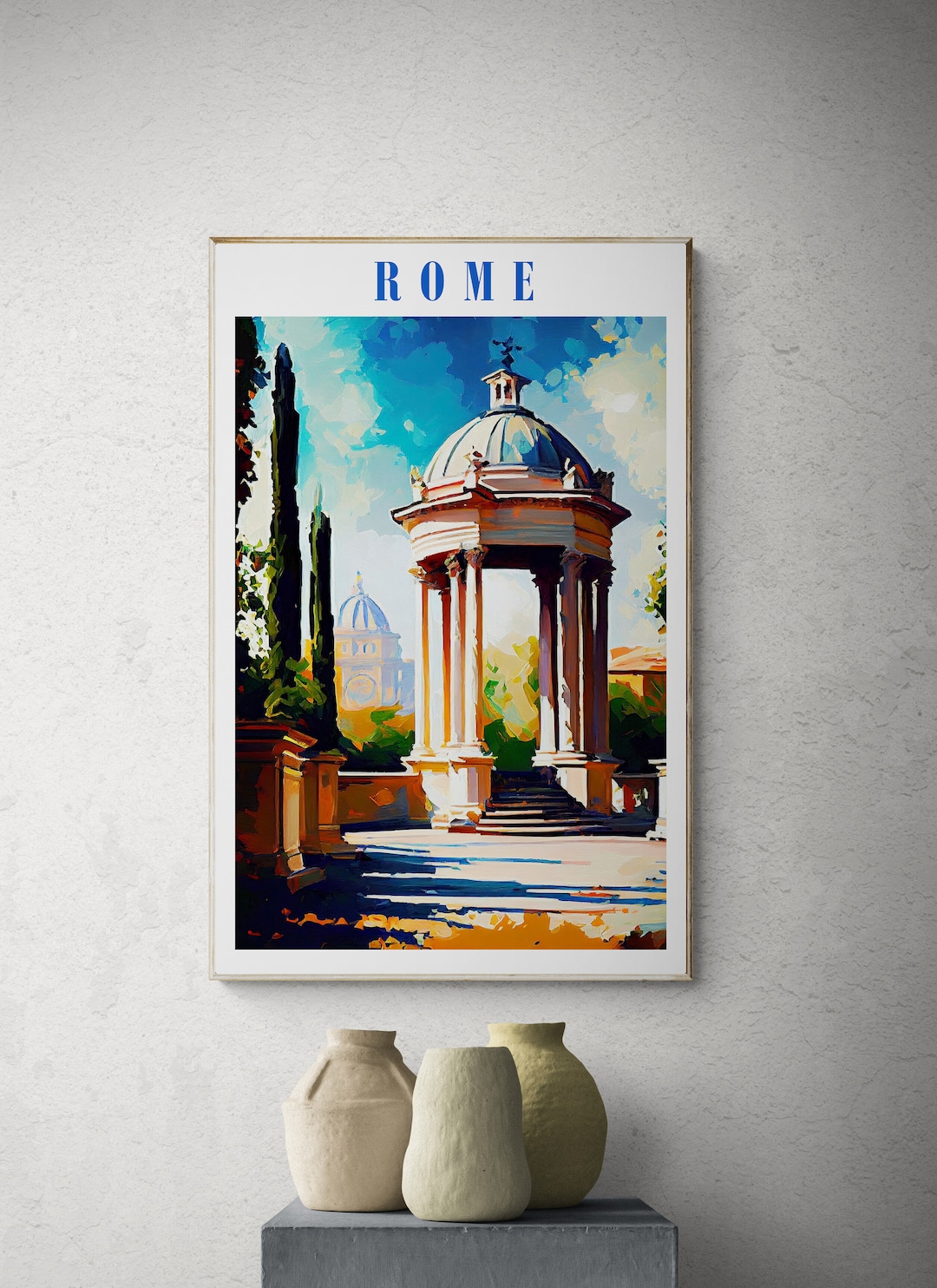 Rome Travel Poster Digital Rome Decor Printable Italy Rome Art Print