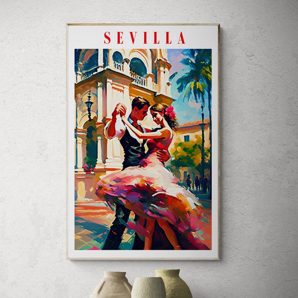 Cartel de arte de pared imprimible digital de Sevilla para decoración de España Descarga digital de Sevilla Fiestas De Primavera España Recuerdo Impresión de cartel de Sevilla