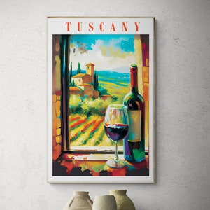 Toscane vin impression numérique Toscane Wall Decor vin amateur cadeau Italie Wall Art Toscane Italie Toscane carte postale voyage chambre Decor Italie oeuvre