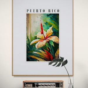 Puerto Rico Art Print Digital Download Tropical Flower Wall Decor Printable Puerto Rico Flor De Maga Travel Poster Puerto Rico Wall Art