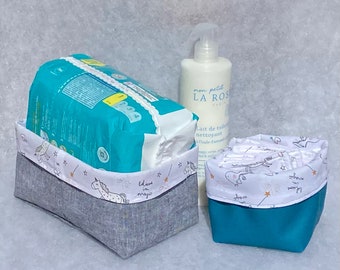 Pack bébé : 2 panières assorties + 7 lingettes