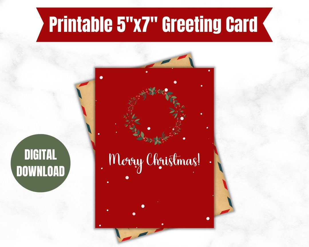 Printable Merry Christmas Card for the Holidays, Minimalist Greeting ...