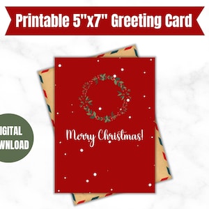 Carte de joyeux Noël imprimable pour les vacances, carte de voeux minimaliste, cadeau de Noël pour la famille et les amis, téléchargement numérique imprimable
