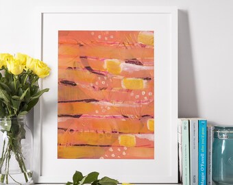 Blush Pink Abstract Geometric Art Print: Calming Gallery Wall Decor