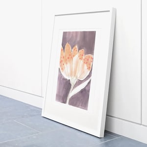original art print, floral art print for your home, unique wall peach art, abstract large flower acrylic painting, single flower art print,