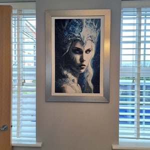 Cross stitch gobelin 'The Ice Queen'/Tapestry/High quality art piece ready to hang at home/Large size 50x75cm/Cotton materials/Home decor image 3