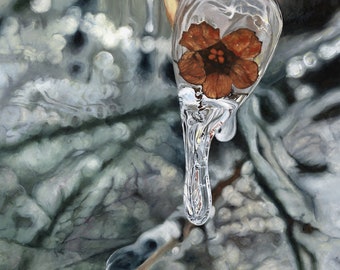 Ice flower - Photorealistic Gouache Painting - Art Print by April Warren