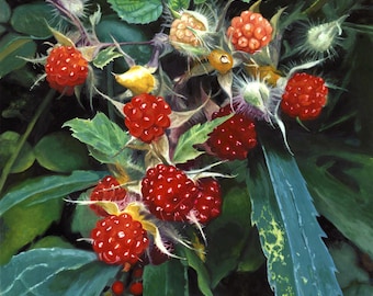 Wineberry - Photorealistic Gouache Painting - Art Print by April Warren
